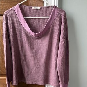 Anna-Kaci Women's Pink V-Neck Waffle Knit Top